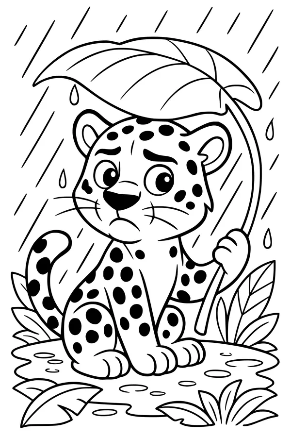 Rainy Day for a Spotted Jaguar Cub