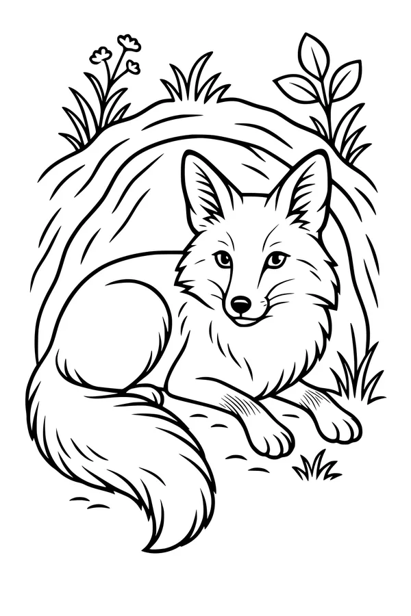 Sleepy Fox By the Burrow