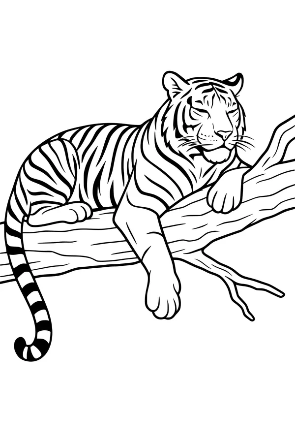 Lazy Tiger Lounges on His Favorite Branch