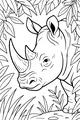 Rhino Peeking Through the Jungle Leaves