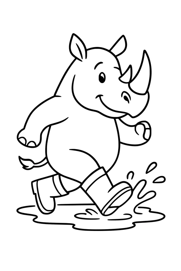 Rhino Stomps Through Splashy Puddles