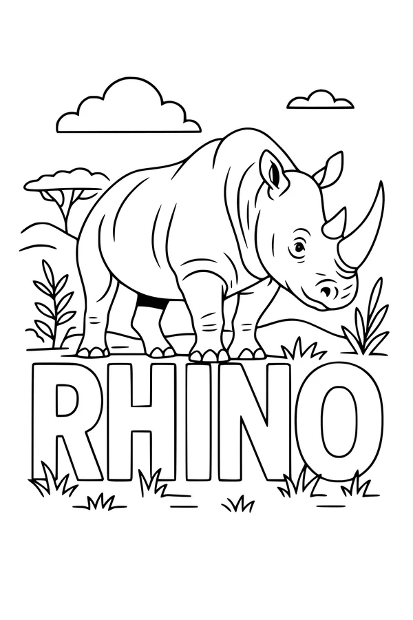 Rhino Stomps Through the Tall Grass