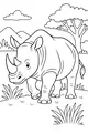 Rhino Walks Through the Sunny Savannah