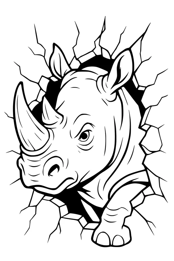 Rhino’s Big Entrance Through the Wall