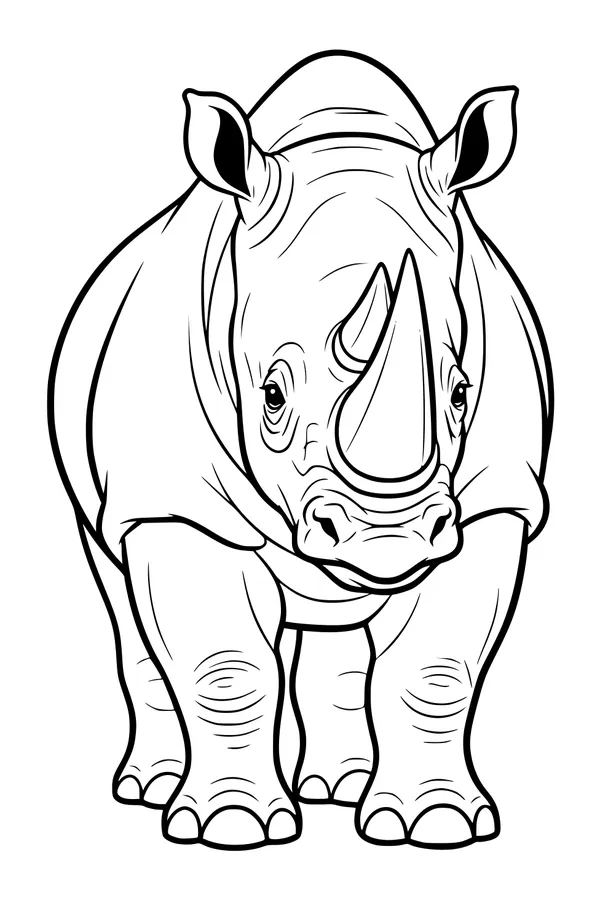 Big Rhino Walks Into View