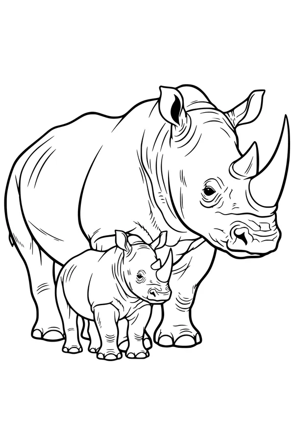 Big Rhino and Her Tiny Shadow