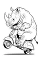 Rhino Pops A Wheelie on a Scooter