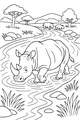Rhino’s River Splash in the Wild