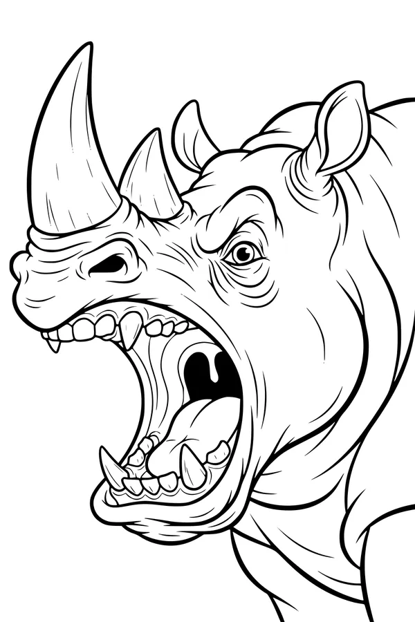 Rhino’s Big Yawn and Giant Horns