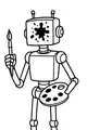 Free Robot Painter Coloring Page - Cartoon Android With Brush And Palette (Printable PDF)