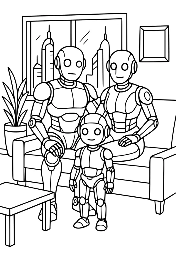 Robot Family Sofa Time