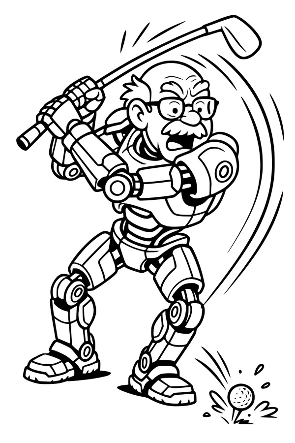 Robo-Grandpa's Big Golf Swing