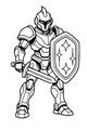 Free Robot Knight Coloring Page - Shiny Android Guard With Sword And Shield (Printable PDF)
