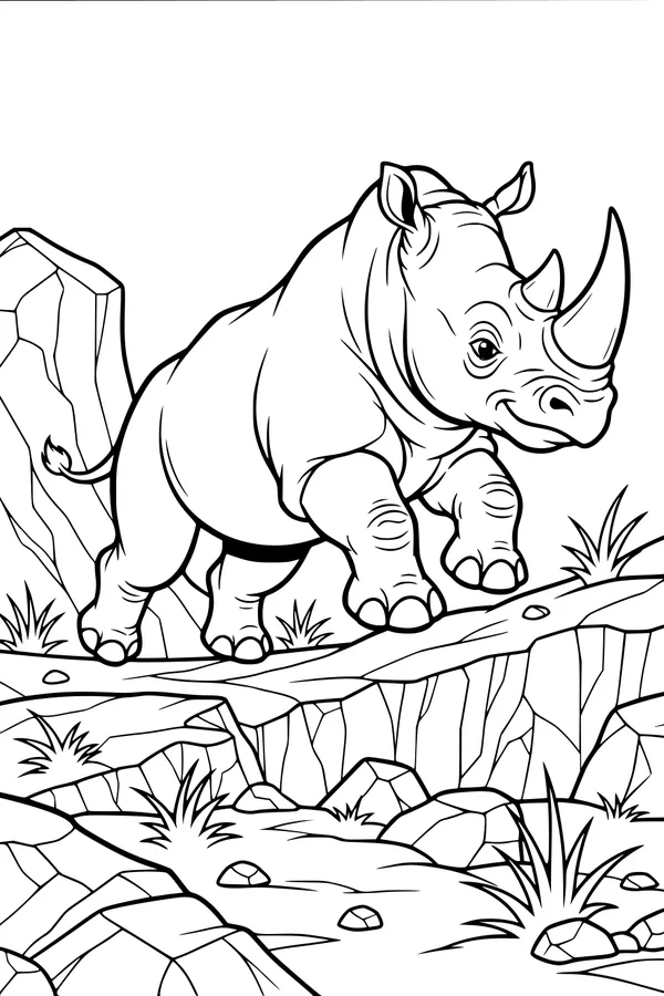 Rocco the Rhino Walks on Rocky Ground