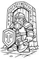Free Dwarf Warrior Coloring Page - Guardian of the Rune Gate (Printable PDF)
