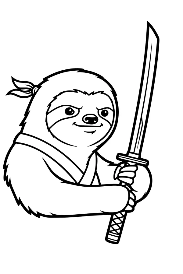 Sammy the Ninja Sloth Wields a Sword
