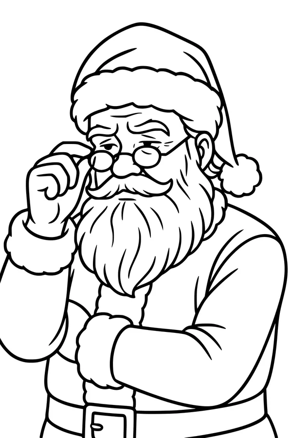 Santa Peeks Over His Glasses