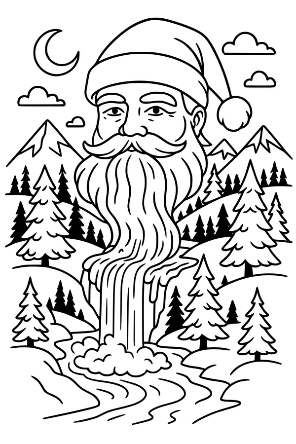 Santa's Beard Waterfall in Winter Woods