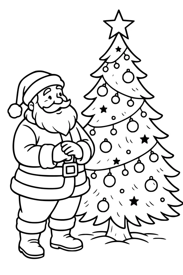 Santa Smiles by the Tree