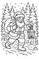 Santa's Lantern Through Snowy Pines