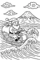 Santa Surfing By The Snowy Mountain