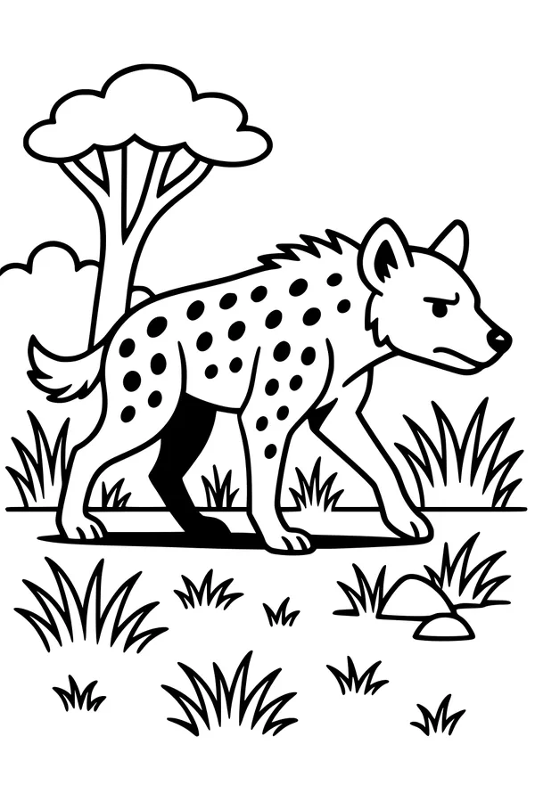 Spotted Hyena on the Grassy Trail