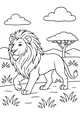 Lion Steps Across the Sunny Grasslands