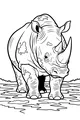 Muddy Rhino Stomps by the Waterhole
