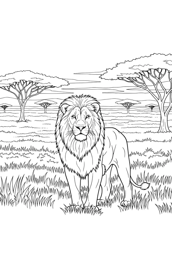 Mr. Lion Strolls the Sunny Savannah