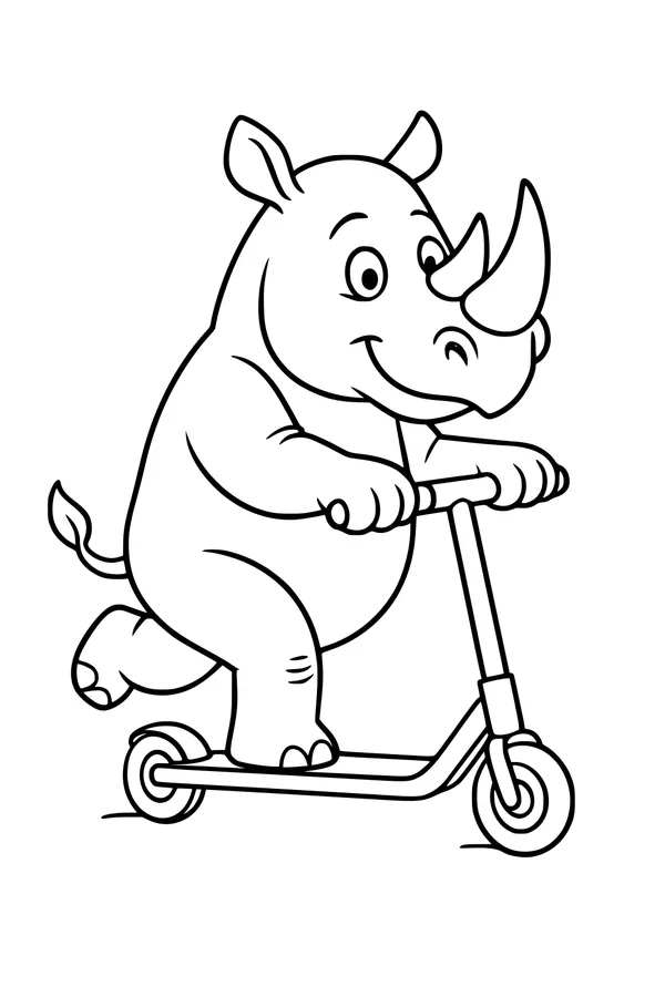 Rhino Rolls Down the Sidewalk