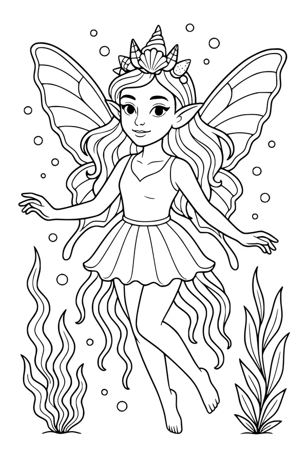 Seashell Crown Fairy in Bubbles