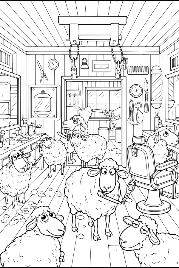 Fluffy Friends at the Sheep Barbershop