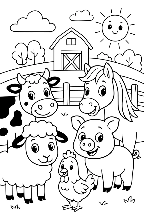 Sunshine Friends at the Barnyard Fence