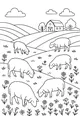 Sheep Grazing in the Flower Fields