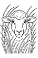 Fluffy Sheep Peeks Through Tall Meadow Grass