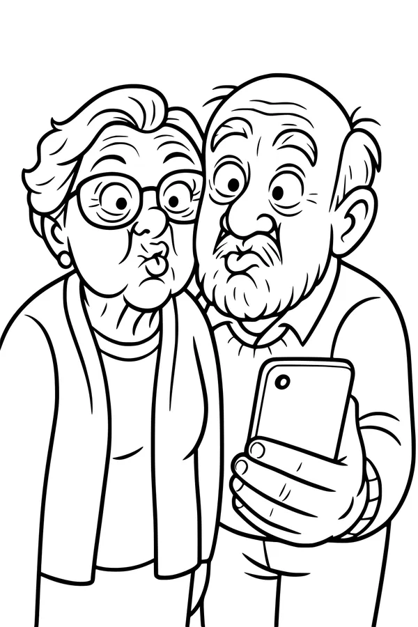 Grandma and Grandpa Silly Selfie