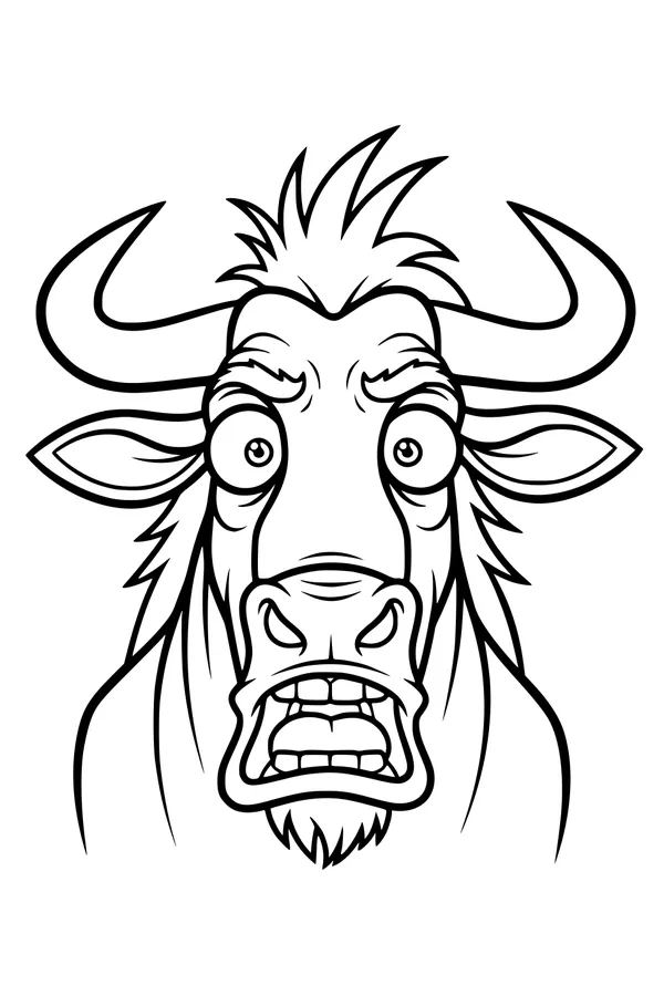 Wide-Eyed Wildebeest Whoa Face