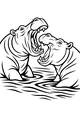 Two Hippos Have a Big Mouth Contest