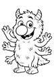 Free Monster Coloring Page - Friendly Furry Six-Armed Creature (Printable PDF)