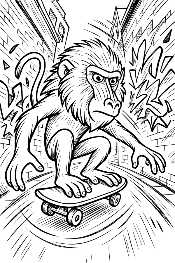 Baboon Takes on the Skate Park Streets