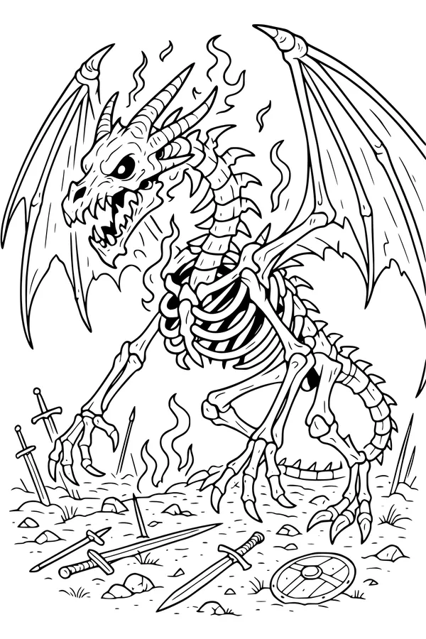 Bone Dragon in the Ember Field