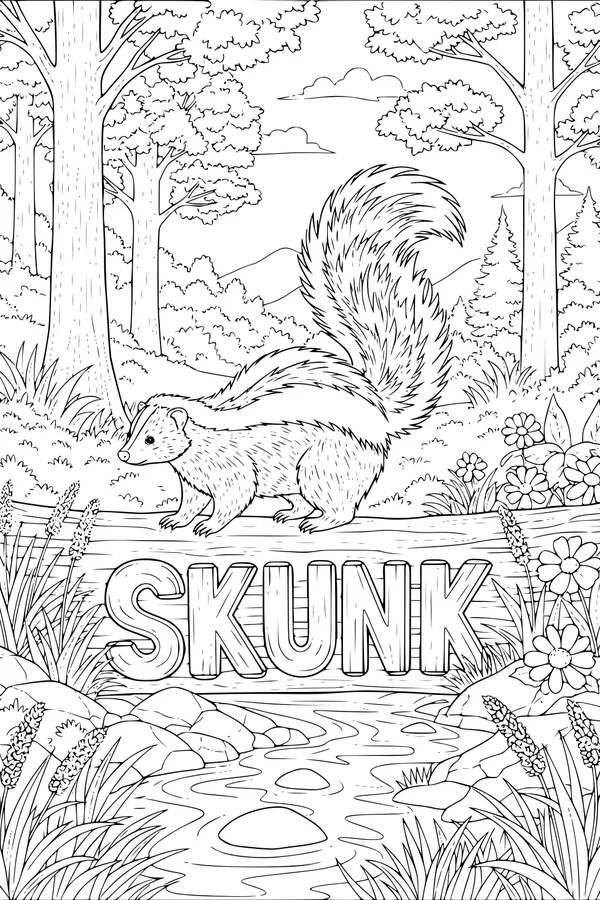 Stripey Skunk by the Babbling Brook