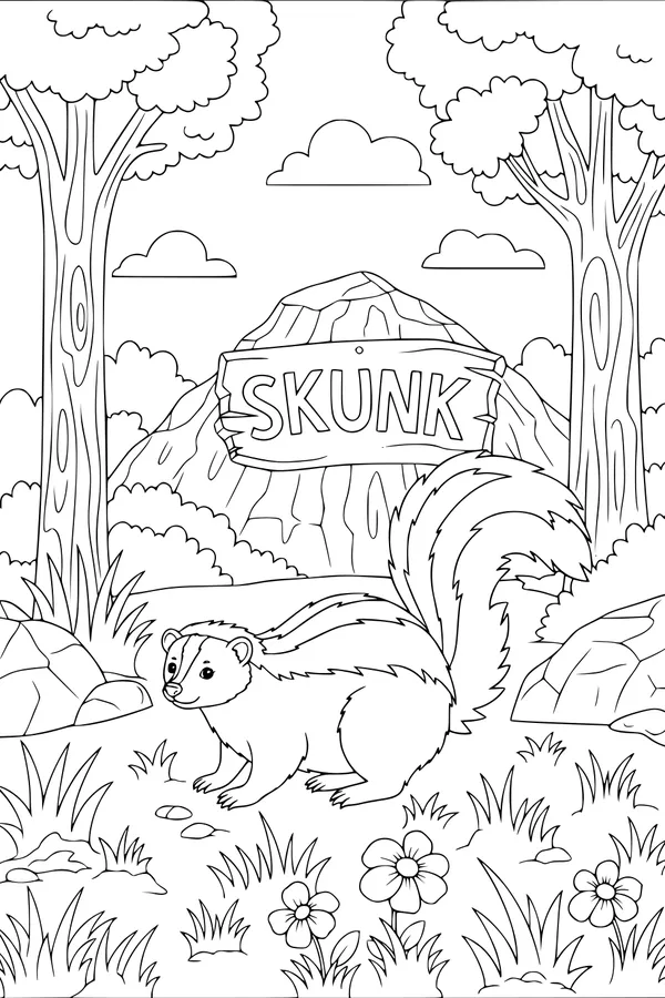 Sunny Forest Stroll with a Skunk Friend