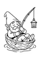 Free Gnome Coloring Page - Sleepy Walnut Boat Fishing Scene (Printable PDF)