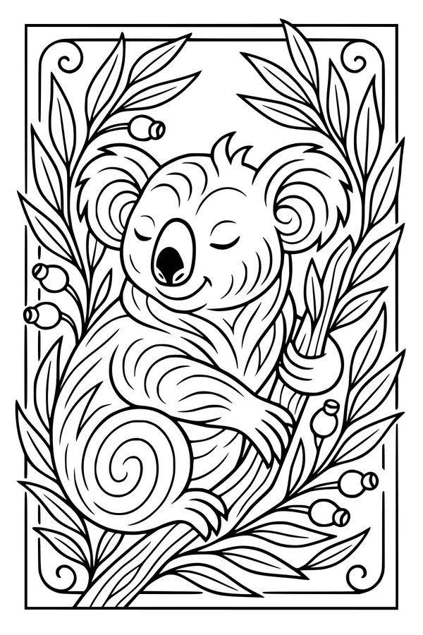 Koala Napping in the Gumtree Leaves