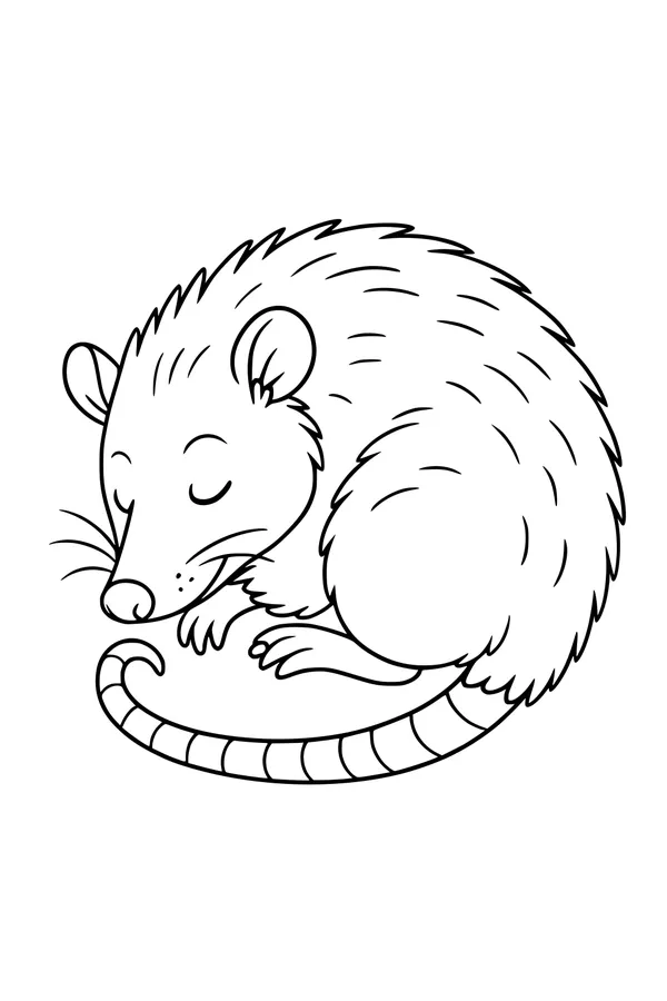 Sleepy Opossum in a Cozy Curl