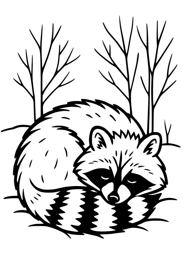 Sleepy Raccoon Dreaming in the Woods
