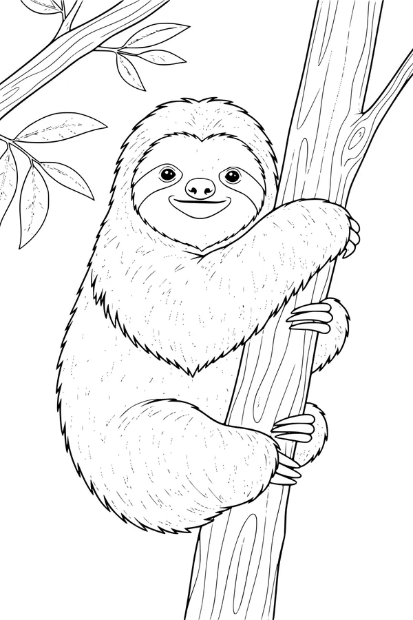 Sleepy Sloth Lounges in a Leafy Tree