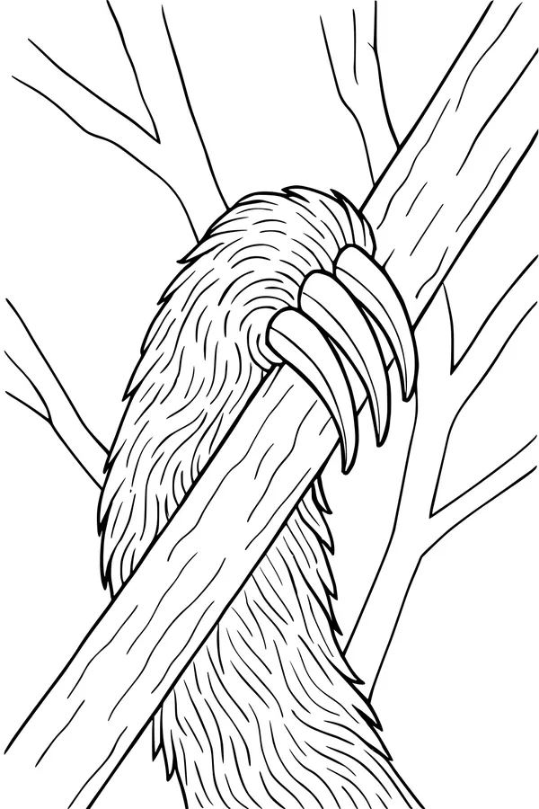 Sleepy Sloth Gripping His Tree