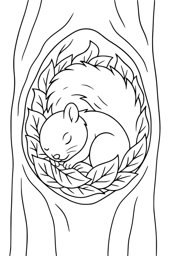 Squirrel’s Sleepy Leafy Hideaway